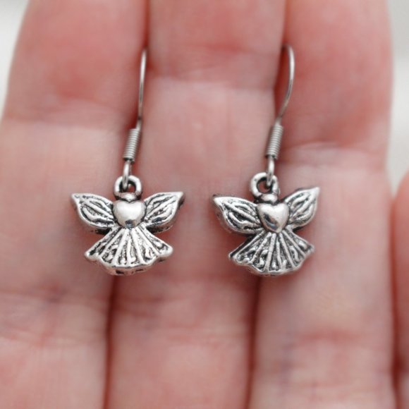 Tiny Angel Charm Earrings - Picture 5 of 6